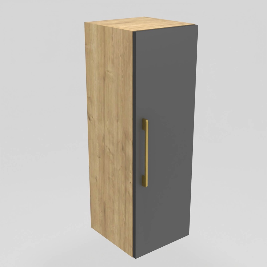 Modulo LDT 25x75x25 + 2 entrepaños + puerta vertical roble rustico/gris grafito