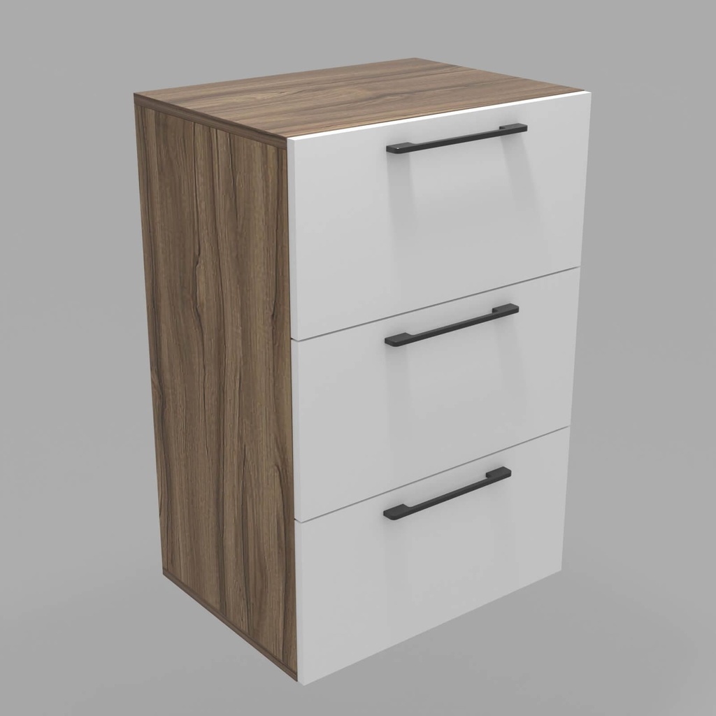 Modulo LDT 50x75x36 + 3 gavetas nogal terracota/blanco