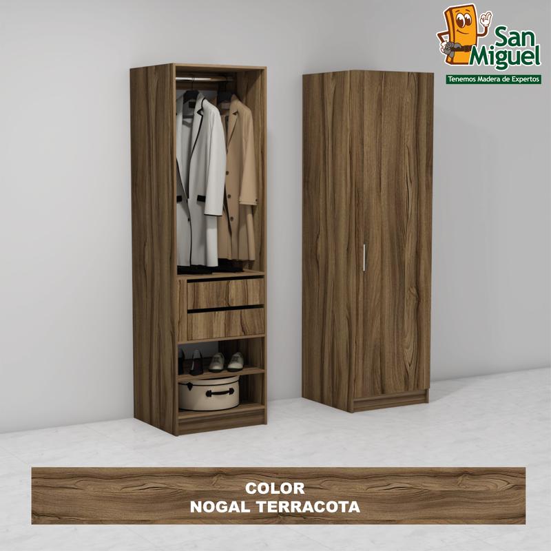 DIY CLOSET 1 COLGADOR 2 GAVETAS ANCHO 60 + PUERTA NOGAL TERRACOTA