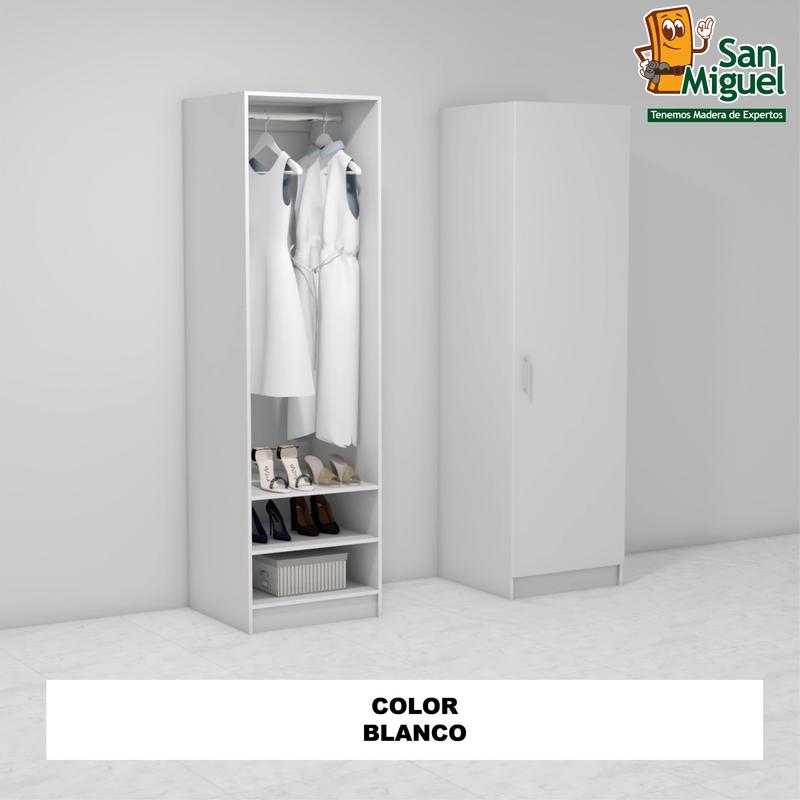 DIY CLOSET 1 COLGADOR 2 ENTREPAÑOS ANCHO 60 + PUERTA BLANCO