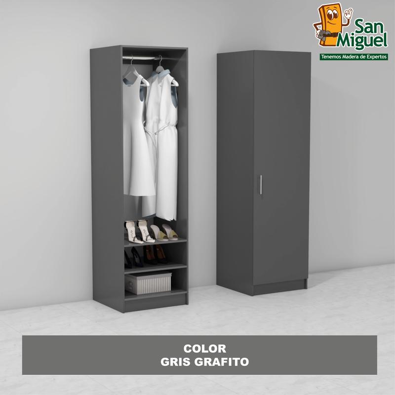 DIY CLOSET 1 COLGADOR 2 ENTREPAÑOS ANCHO 60 + PUERTA GRIS GRAFITO