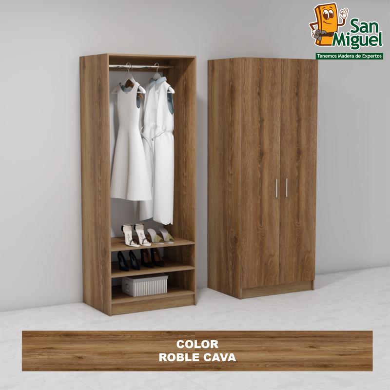 DIY CLOSET 1 COLGADOR 2 ENTREPAÑOS ANCHO 80 + 2 PUERTAS ROBLE CAVA