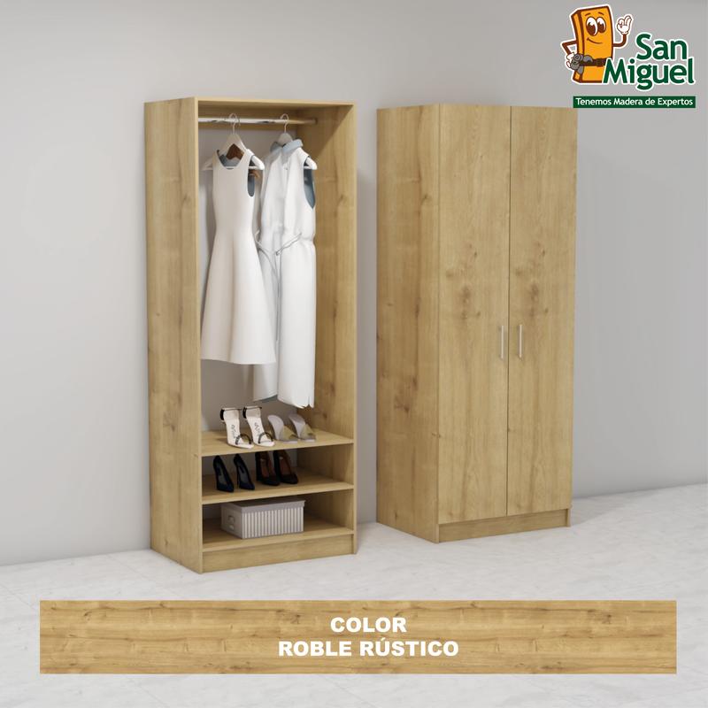 DIY CLOSET 1 COLGADOR 2 ENTREPAÑOS ANCHO 80 + 2 PUERTAS ROBLE RUSTICO