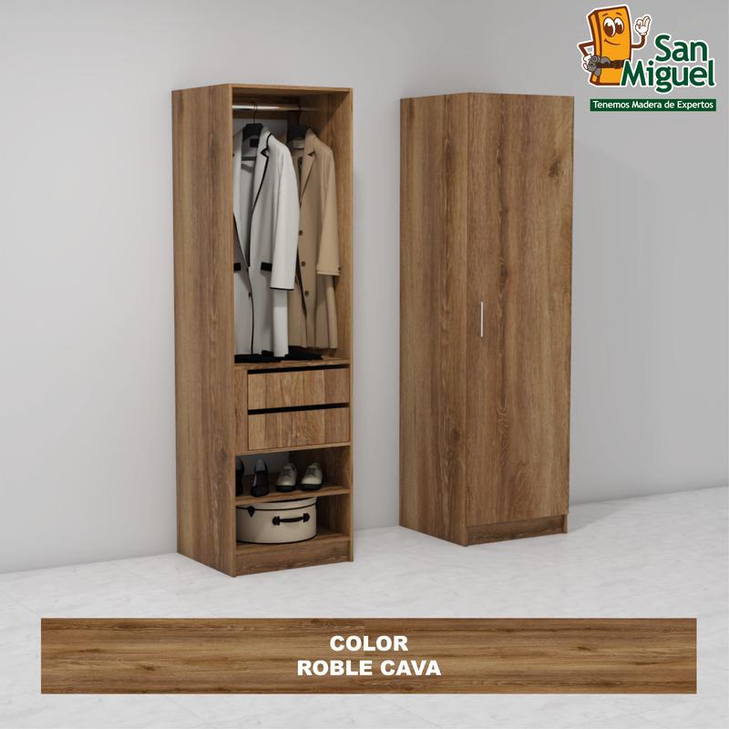 DIY CLOSET 1 COLGADOR 2 GAVETAS ANCHO 60 + PUERTA  ROBLE CAVA