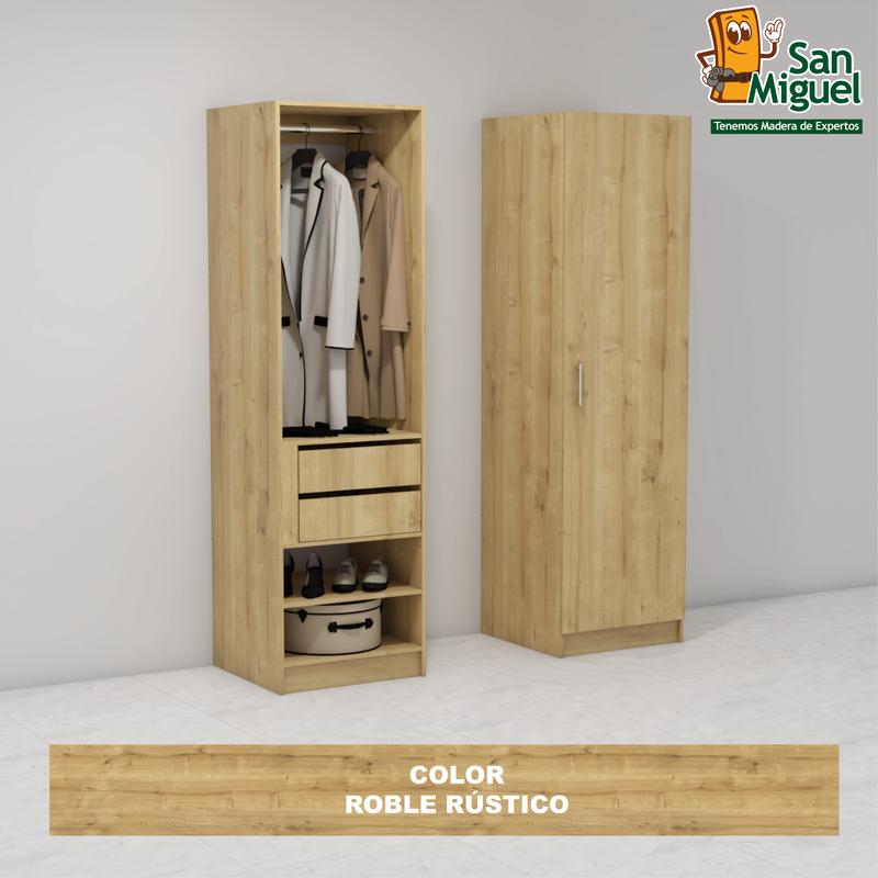 DIY CLOSET 1 COLGADOR 2 GAVETAS ANCHO 60 + PUERTA  ROBLE RUSTICO