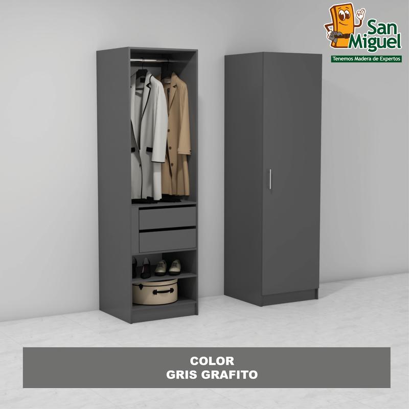 DIY CLOSET 1 COLGADOR 2 GAVETAS ANCHO 60 + PUERTA  GRIS GRAFITO