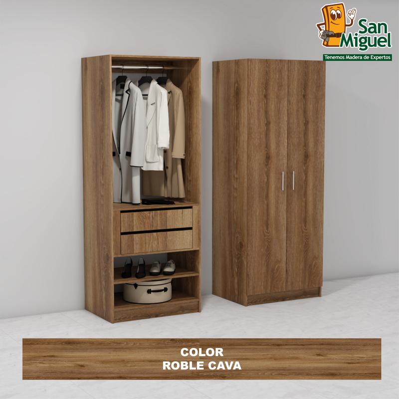 DIY CLOSET 1 COLGADOR 2 GAVETAS ANCHO 80 + 2 PUERTAS  ROBLE CAVA
