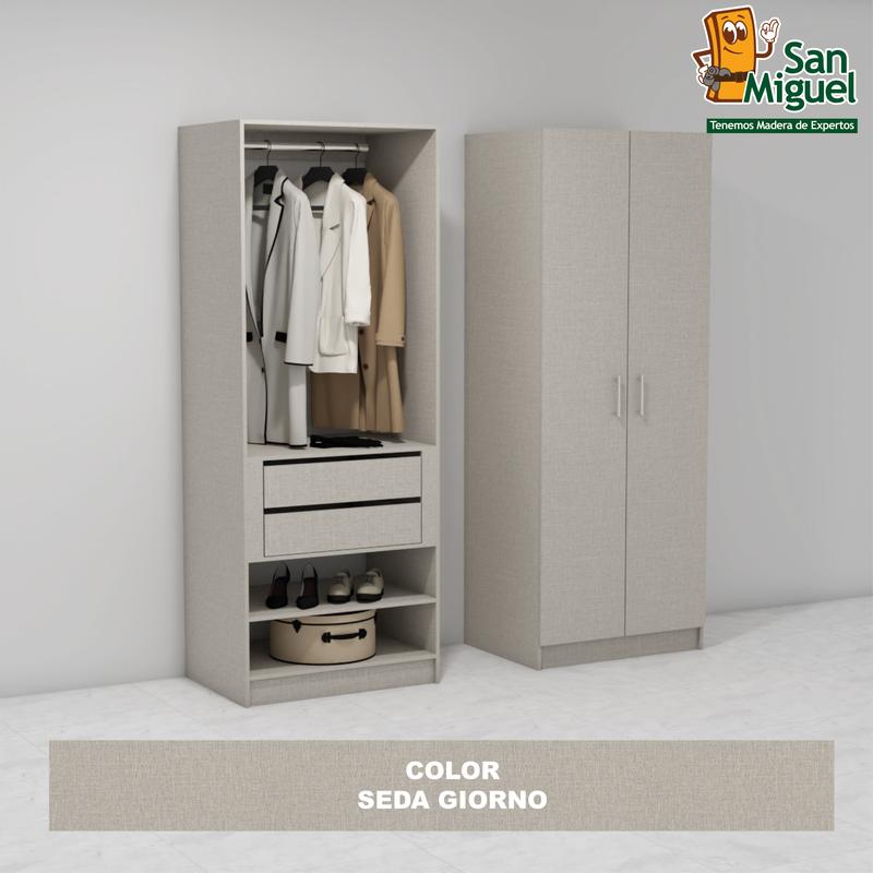 DIY CLOSET 1 COLGADOR 2 GAVETAS ANCHO 80 + 2 PUERTAS  SEDA GIORNO