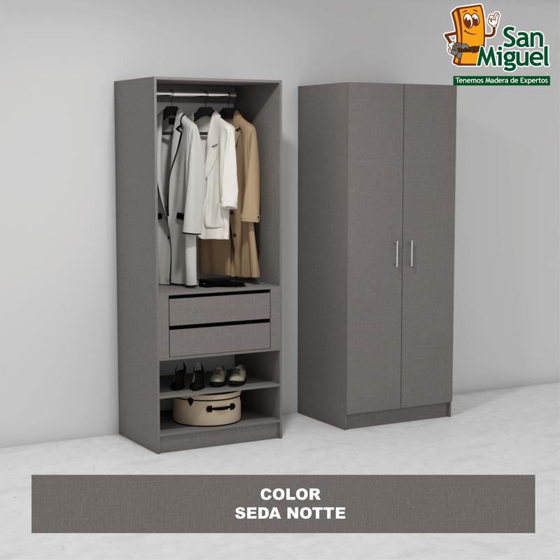 DIY CLOSET 1 COLGADOR 2 GAVETAS ANCHO 80 + 2 PUERTAS  SEDA NOTTE