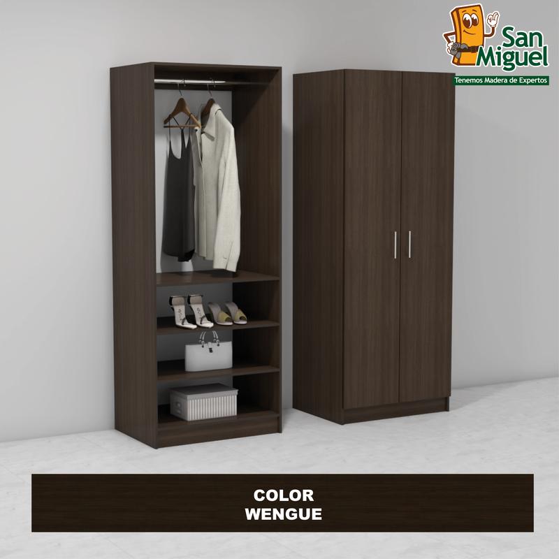 DIY CLOSET 1 COLGADOR 3 ENTREPAÑOS ANCHO 80 + 2 PUERTAS  WENGUE