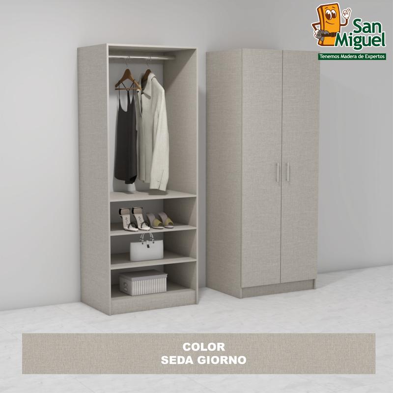 DIY CLOSET 1 COLGADOR 3 ENTREPAÑOS ANCHO 80 + 2 PUERTAS  SEDA GIORNO