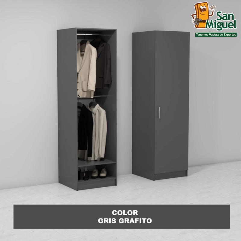 DIY CLOSET 2 COLGADORES ANCHO 60 + PUERTA  GRIS GRAFITO