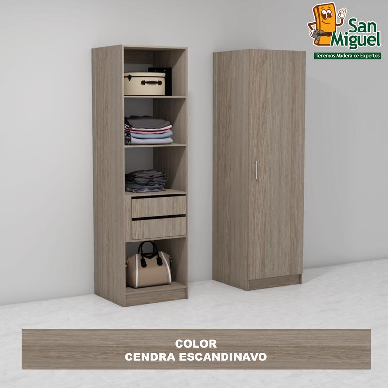 DIY CLOSET 2 GAVETAS 4 ENTREPAÑOS ANCHO 60 + PUERTA  ESCANDINAVO