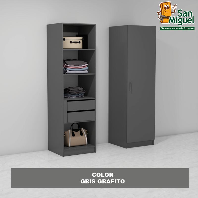 DIY CLOSET 2 GAVETAS 4 ENTREPAÑOS ANCHO 60  GRIS GRAFITO