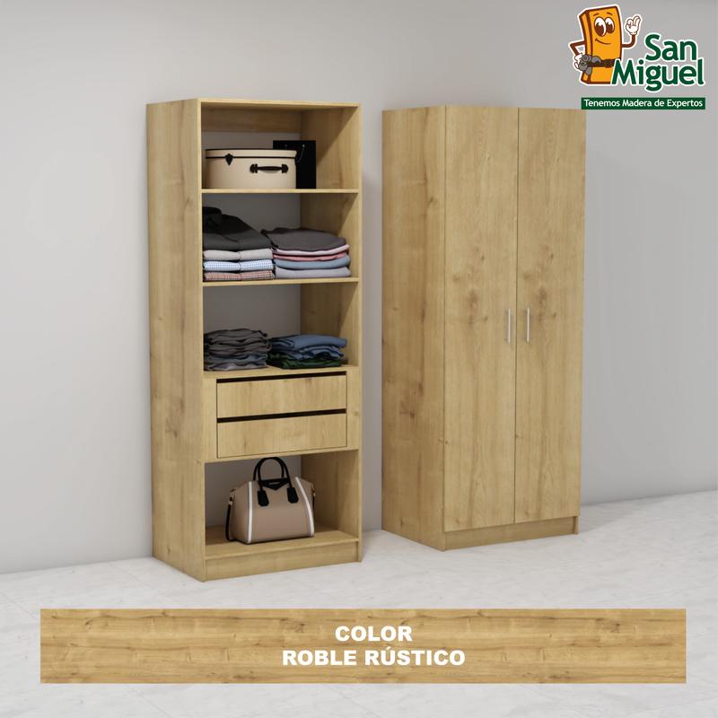 DIY CLOSET 2 GAVETAS 4 ENTREPAÑOS ANCHO 80  ROBLE RUSTICO