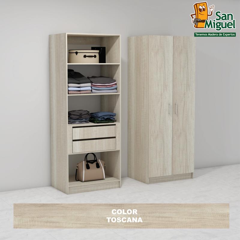 DIY CLOSET 2 GAVETAS 4 ENTREPAÑOS ANCHO 80  GRIS GRAFITO