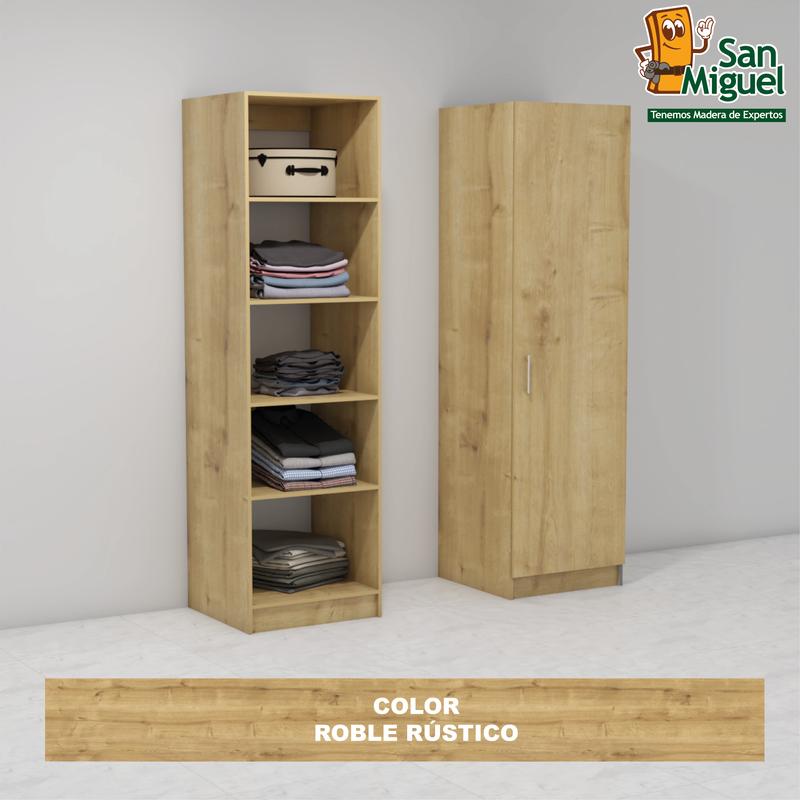 DIY CLOSET 5 ENTREPAÑOS ANCHO 60 + PUERTA  ROBLE RUSTICO