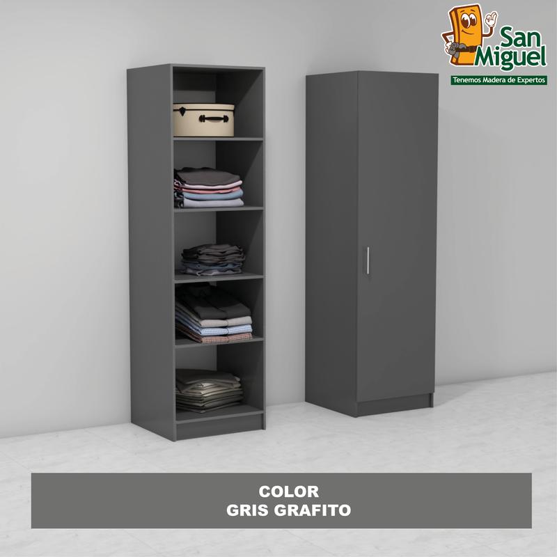 DIY CLOSET 5 ENTREPAÑOS ANCHO 60 + PUERTA  GRIS GRAFITO