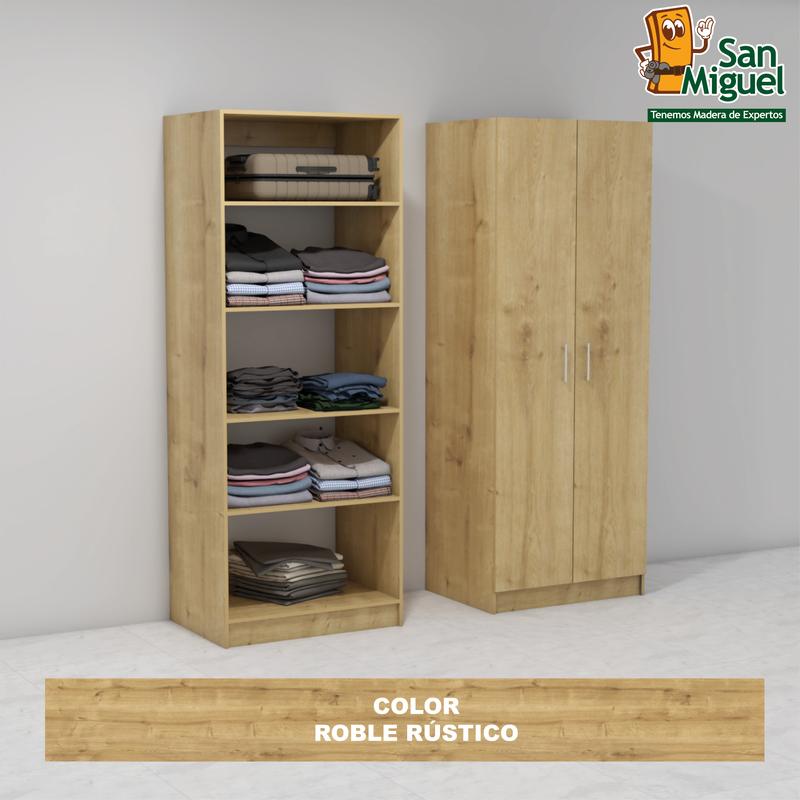 DIY CLOSET 5 ENTREPAÑOS ANCHO 80 + 2 PUERTAS  ROBLE RUSTICO