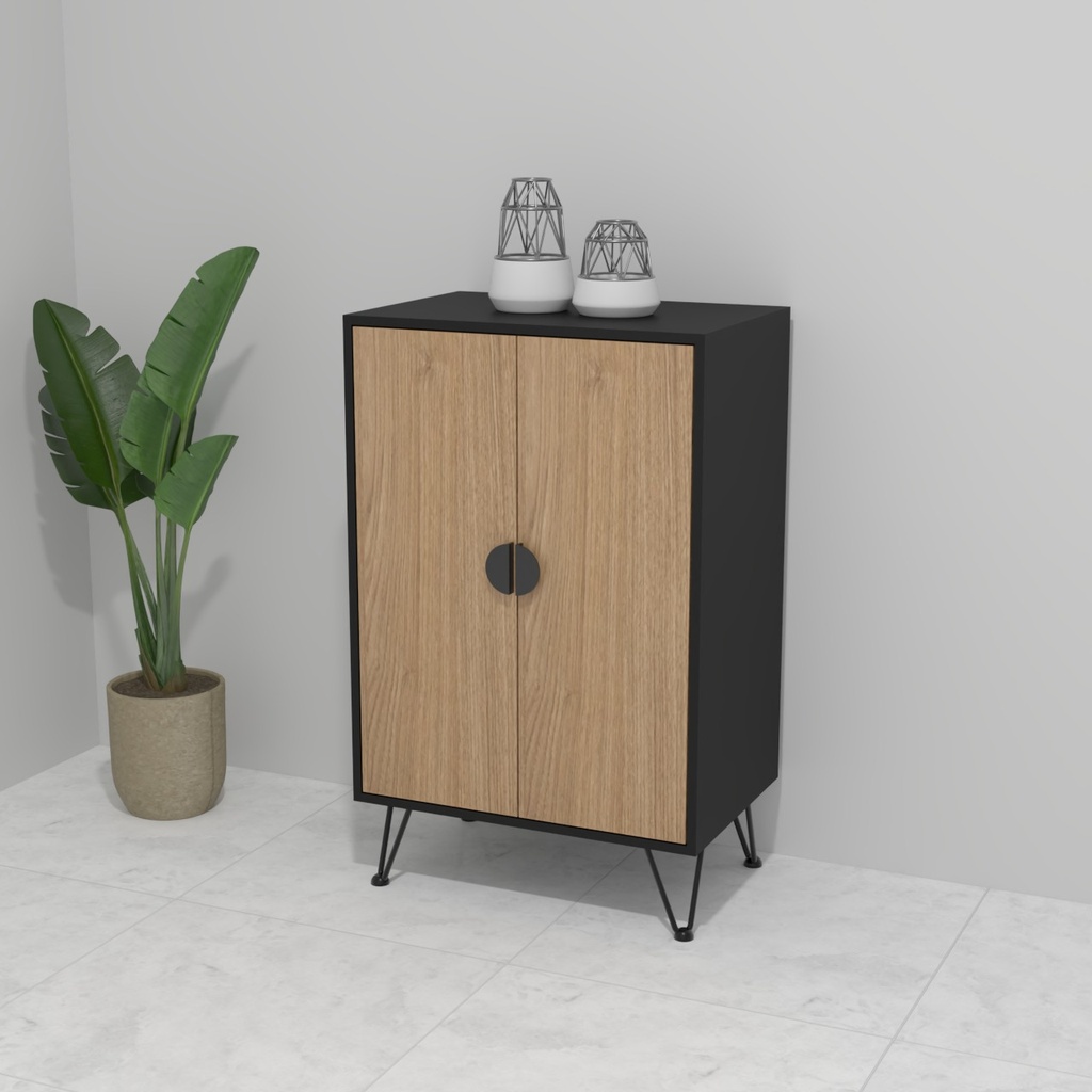 Modulo MUP Vertical dos puertas + 2 entrepaños Negro-Okuzai