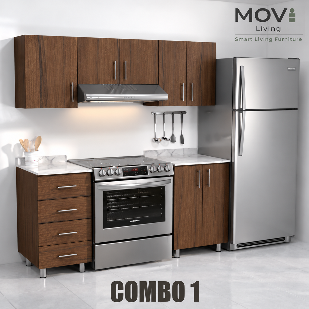COMBO COCINA 1 5PZS NOGAL TERRACOTA + TOP MARMARA