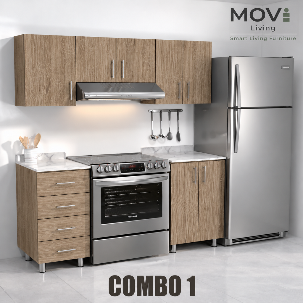 COMBO COCINA 1 5PZS ROBLE CAVA + TOP MARMARA