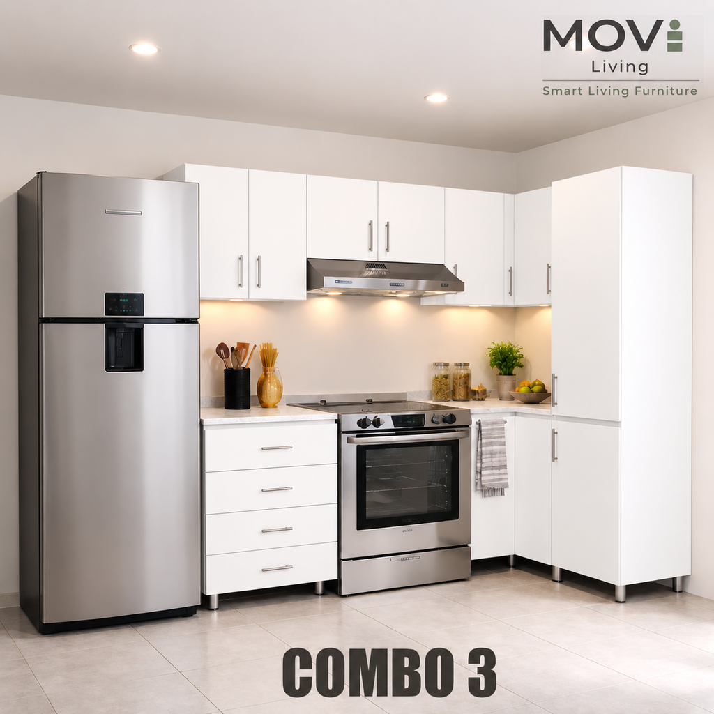 COMBO COCINA 3 8PZS BLANCO + TOP MARMARA