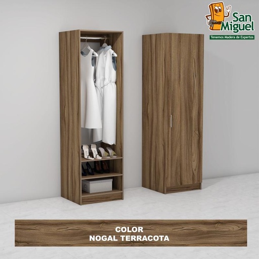 [CCCL-0101] DIY CLOSET 1 COLGADOR 2 ENTREPAÑOS ANCHO 60 + PUERTA NOGAL TERRACOTA