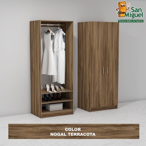 [CCCL-0301] DIY CLOSET 1 COLGADOR 2 ENTREPAÑOS ANCHO 80 + 2 PUERTAS NOGAL TERRACOTA