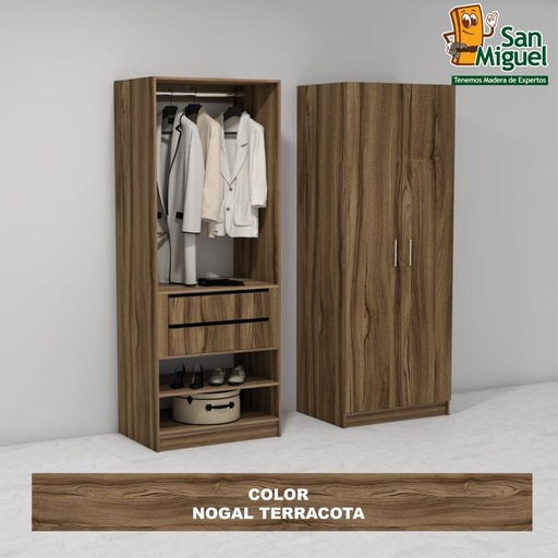 [CCCL-0801] DIY CLOSET 1 COLGADOR 2 GAVETAS ANCHO 80 NOGAL TERRACOTA 