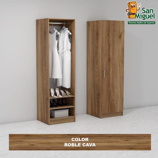 [CCCL-0104] DIY CLOSET 1 COLGADOR 2 ENTREPAÑOS ANCHO 60 + PUERTA ROBLE CAVA