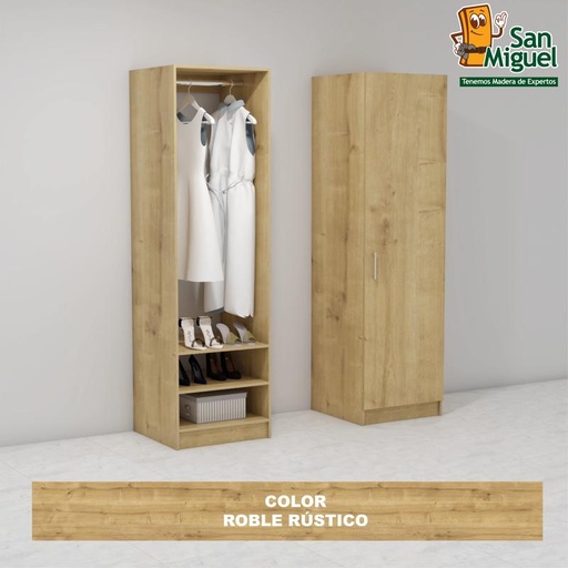 [CCCL-0105] DIY CLOSET 1 COLGADOR 2 ENTREPAÑOS ANCHO 60 + PUERTA ROBLE RUSTICO
