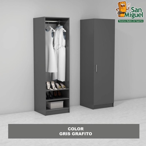 [CCCL-0107] DIY CLOSET 1 COLGADOR 2 ENTREPAÑOS ANCHO 60 + PUERTA GRIS GRAFITO