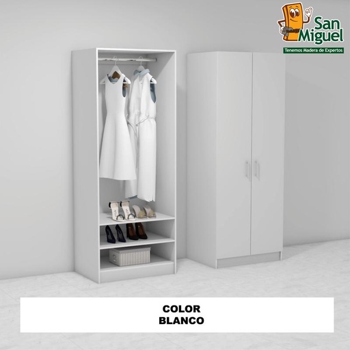 [CCCL-0302] DIY CLOSET 1 COLGADOR 2 ENTREPAÑOS ANCHO 80 + 2 PUERTAS BLANCA