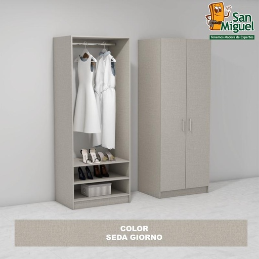 [CCCL-0306] DIY CLOSET 1 COLGADOR 2 ENTREPAÑOS ANCHO 80 + 2 PUERTAS SEDA GIORNO