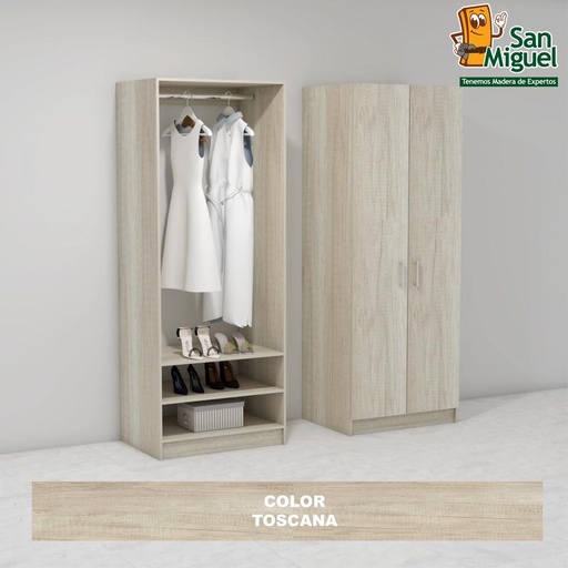 [CCCL-0308] DIY CLOSET 1 COLGADOR 2 ENTREPAÑOS ANCHO 80 + 2 PUERTAS TOSCANA