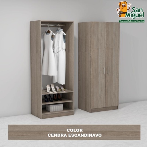 [CCCL-0310] DIY CLOSET 1 COLGADOR 2 ENTREPAÑOS ANCHO 80 + 2 PUERTAS ESCANDINAVO