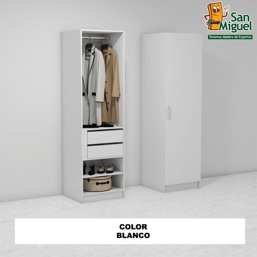 [CCCL-0502] DIY CLOSET 1 COLGADOR 2 GAVETAS ANCHO 60 + PUERTA  BLANCO