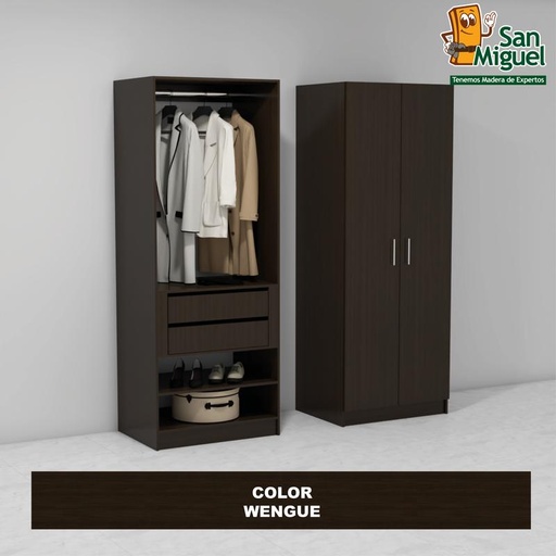 [CCCL-0703] DIY CLOSET 1 COLGADOR 2 GAVETAS ANCHO 80 + 2 PUERTAS  WENGUE