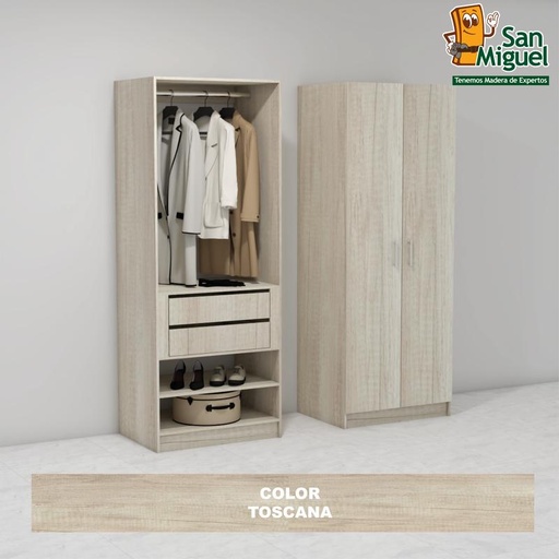 [CCCL-0708] DIY CLOSET 1 COLGADOR 2 GAVETAS ANCHO 80 + 2 PUERTAS  TOSCANA