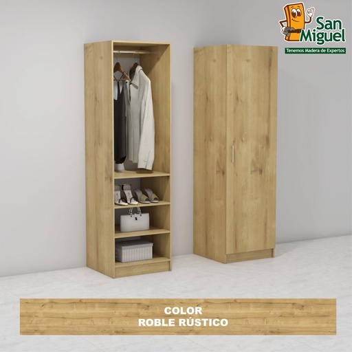 [CCCL-0905] DIY CLOSET 1 COLGADOR 3 ENTREPAÑOS ANCHO 60 + PUERTA  ROBLE RUSTICO