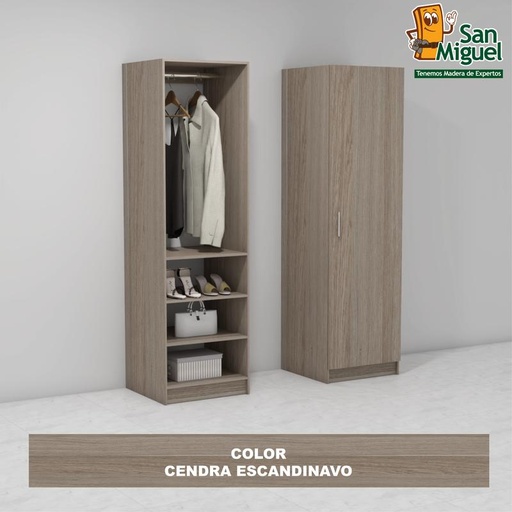 [CCCL-0910] DIY CLOSET 1 COLGADOR 3 ENTREPAÑOS ANCHO 60 + PUERTA  ESCANDINAVO