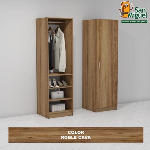 [CCCL-1004] DIY CLOSET 1 COLGADOR 3 ENTREPAÑOS ANCHO 60  ROBLE CAVA