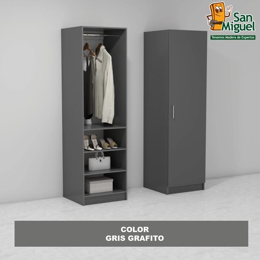 [CCCL-1007] DIY CLOSET 1 COLGADOR 3 ENTREPAÑOS ANCHO 60  GRIS GRAFITO