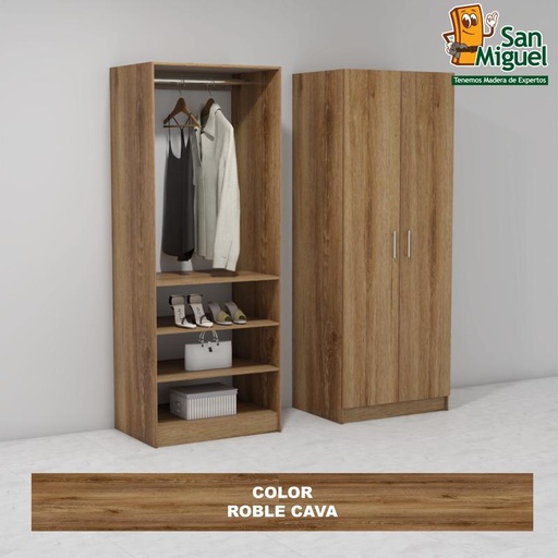 [CCCL-1104] DIY CLOSET 1 COLGADOR 3 ENTREPAÑOS ANCHO 80 + 2 PUERTAS  ROBLE CAVA