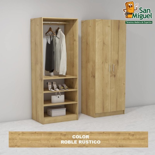[CCCL-1205] DIY CLOSET 1 COLGADOR 3 ENTREPAÑOS ANCHO 80  ROBLE RUSTICO