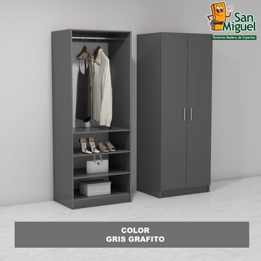 [CCCL-1207] DIY CLOSET 1 COLGADOR 3 ENTREPAÑOS ANCHO 80  GRIS GRAFITO