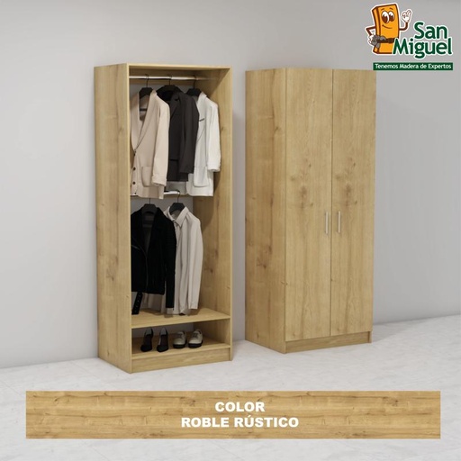 [CCCL-1505] DIY CLOSET 2 COLGADORES ANCHO 80 + 2 PUERTAS  ROBLE RUSTICO