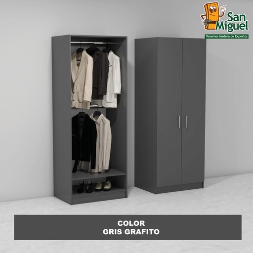 [CCCL-1507] DIY CLOSET 2 COLGADORES ANCHO 80 + 2 PUERTAS  GRIS GRAFITO