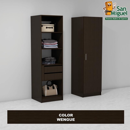 [CCCL-1703] DIY CLOSET 2 GAVETAS 4 ENTREPAÑOS ANCHO 60 + PUERTA  WENGUE